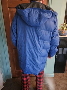LL Bean Men's Goose Down Puffer Coat With Hood Blue XLT - Picture 1 of 7