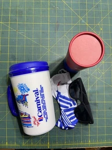 Carnival Cruise Sunglasses & Plastic Mug San Juan St. Thomas Aruba - Picture 1 of 8