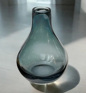 Art Glass Hand Blown Bottle Vase Gray POLAND KROSNO Glass - Picture 1 of 7