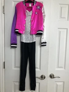 Weissman Dance Costume Pink Purple Jacket Sequins Tank Pants Girls Medium - Picture 1 of 14