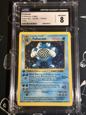 Poliwrath Holo 1st Edition Shadowless Pokemon 1999 Base Set 13/102 CGC 8 Card - Image 1 of 2