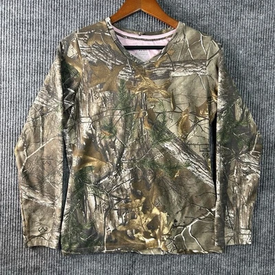 Hunting Shirt Women’s Medium V Neck Realtree Camo - Image 1 of 4