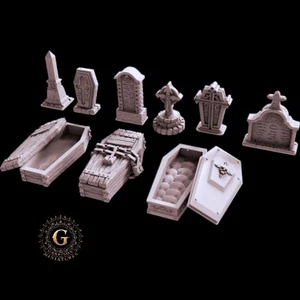 Gravestones and Coffins ideal Dioramas Wild West Wargames Terrain etc, 28mm 1/56 - Picture 1 of 3