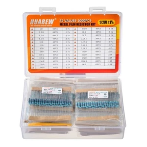 25 Werte Einzelwiderstand Kit mit 1000 Stück 1 Ohm - 1M Ohm 1/2 W 1% Metallfolie... - Bild 1 von 6