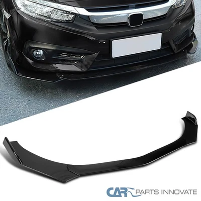 Fits Universal Ford Honda BMW Glossy Black PP Front Bumper Lip Spoiler 3PC Foto 1 de 4