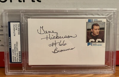 GENE HICKERSON AUTOGRAPHED SIGNED 3X5 INDEX CARD BROWNS PSA/DNA AUTHENTIC - Image 1 of 2