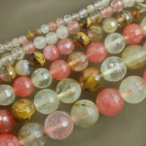 6 8 10mm faceted Watermelon Tourmaline Gems Round loose Bead 15'' ##KH16