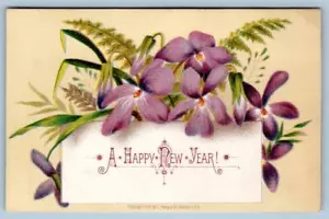 1878 L PRANG HAPPY NEW YEAR BARNARD SUMMER CO WORCESTER MASSACHUSETTS TRADE CARD - Picture 1 of 3