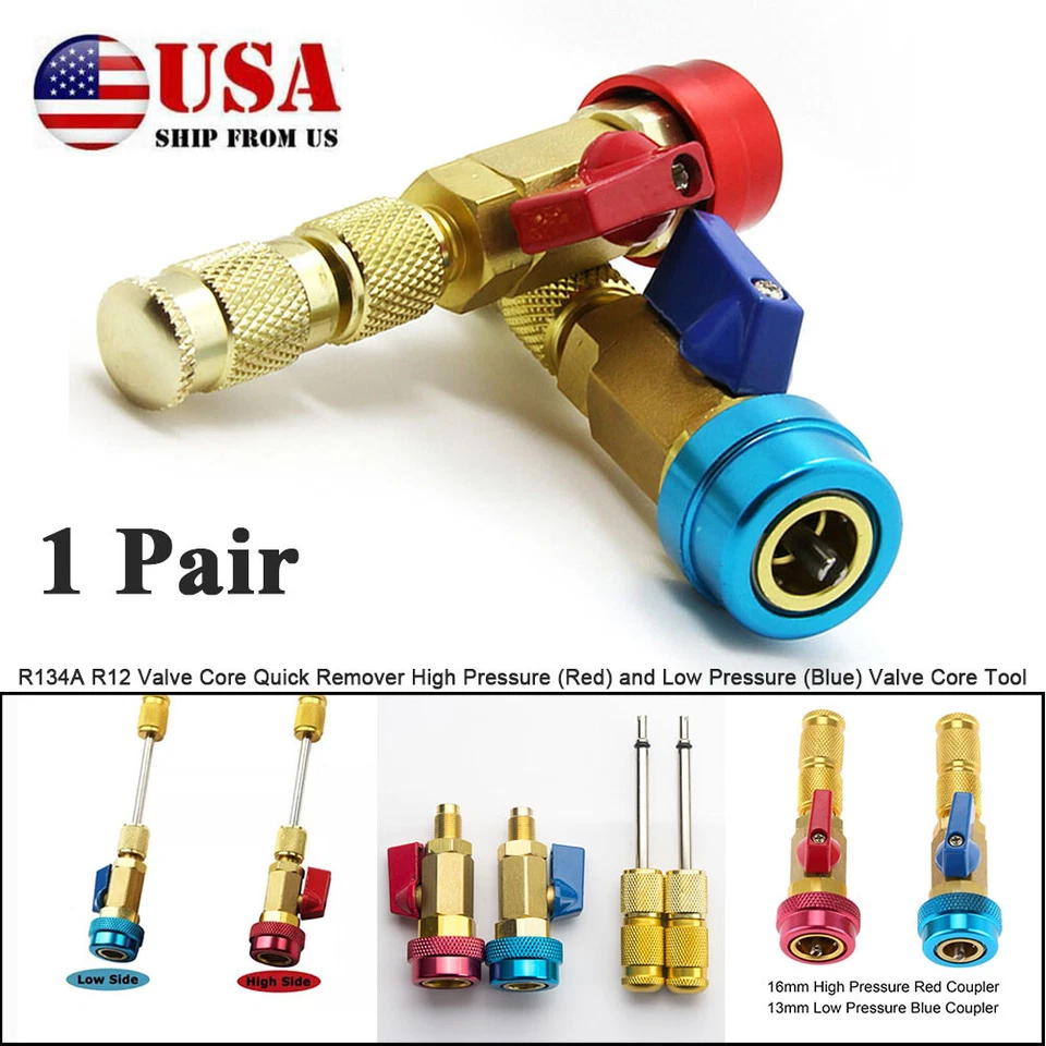 Car Air Conditioning Valve Core Quick Remover Installer High Low Pressure Tool - Image 1 of 4