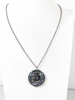 Colar corrente pingente espiral cinza abalone costeiro praia 17,5 polegadas - Imagem 1 de 4