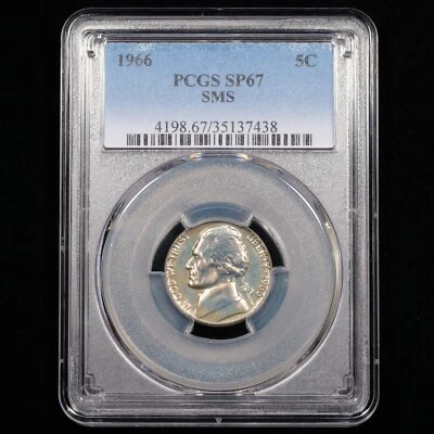 1966 SMS Jefferson Nickel 5c - PCGS GRADED SP67 - TONER! - Image 1 of 4