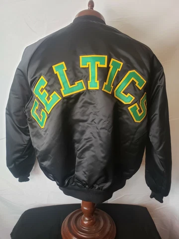 🔥🚨Vintage Chalk Line Boston Celtics Black L Starter Style Spellout Jacket EUC Cover