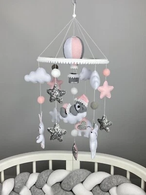 Детская мобильная кроватка для девочки мобильный висячий медведь детский воздушный шар войлок мобильный розовый - Изображение 1 из 4