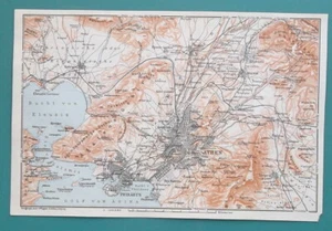 1934 MAP 6 x 9" (15 x 23 cm) - ATHENS & Environs Piraeus Eleusis Greece - Picture 1 of 3