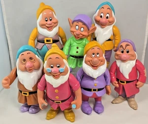 Vintage 1992 Disney Snow White Seven Dwarfs Vinyl Plastic 6” Figures Set of 7 - Picture 1 of 15