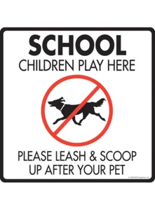 Children Play Here Scoop Up - Dog Poop Exterior Aluminum Sign or Vinyl Sticker - Picture 1 of 6