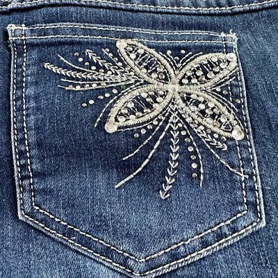 Pantalones Cortos de Jean Christopher & Banks Estrás Talla 6 Azul Bolsillos Flores Puños Foto 1 de 4