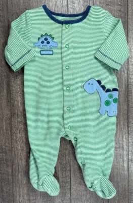 Ropa de bebé niño vintage Carter's 3 meses verde bebé dinosaurio con pies conjunto Foto 1 de 3