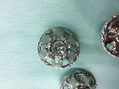Magnifique lot 3 gros Bouton Bijoux Neuf turquoise et strass blanc  - Bild 1 von 3