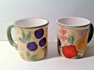 GIBSON - FRUIT GROVE - 14 OZ. KAFFEETASSE / TASSE - ÄPFEL BIRNEN PFLAUMEN bemalt - Bild 1 von 7