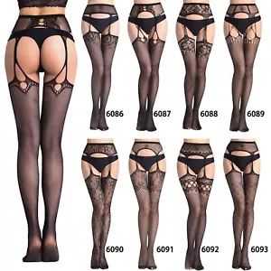Sexy Stockings Fishnet Crotchless Tights Suspender Tights Hosiery Lace Pantyhose - Picture 1 of 51