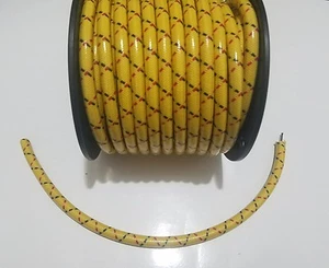 8mm SUPPRESSION CORE BRAIDED CLOTH Yellow with Black Red tracers SPARK PLUG WIRE - Picture 1 of 3