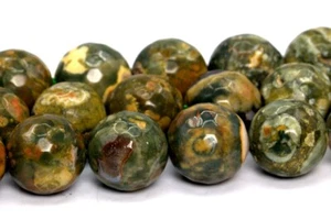 Cuentas de riolita de selva tropical natural de 12 mm grado AA cuentas redondas sueltas micro facetadas micro - Imagen 1 de 4