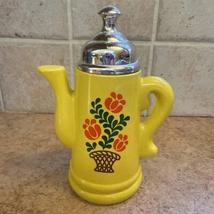 VINTAGE LEERE AVON GELB BLUMEN FARBE DEKANTER TOPF GLAS SAMMLERSTÜCK RETRO FL - Bild 1 von 6