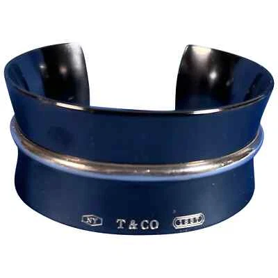 Tiffany & Co. 1837 Black Titanium & Silver 925 Cuff Wide Bangle Bracelet - Image 1 of 4