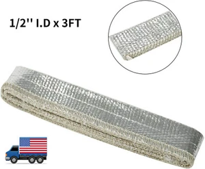 Metallic Heat Shield Sleeve Insulated Wire Hose Cover Wrap Loom Tube 1/2" 3 Ft - Picture 1 of 6