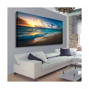 Beach Pictures Wall Art Canvas Prints Seascape Themed Decor for Home Sea Ocea... - Picture 1 of 9