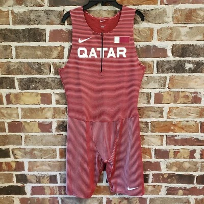 Nike Elite Pro QATAR Track & Field Singlet Speed Suit Men Size Large CI8902-611 - Image 1 of 4