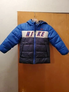 Nike,Youth,Unisex,Boys,Girls,Size 4, Blue/Orange/White Winter Jacket,Coat,w/Hood - Picture 1 of 4
