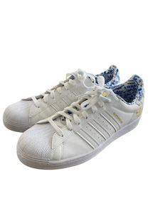 Adidas Superstar Leather White Gold Blue Logo Men's Size 11 - Picture 1 of 9