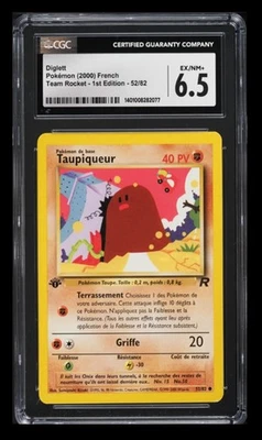2000 Pokemon Team Rocket 1st Edition Diglett CGC 6.5 French #52/82 Vintage - Image 1 of 2