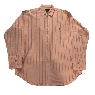 Polo Ralph Lauren Salmon Stripe Button Down Shirt Men’s MED  Preppy - Image 1 of 4