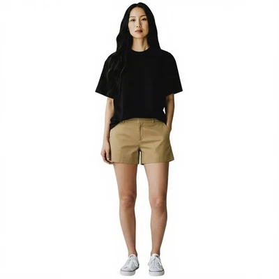 NUEVO Pantalones Cortos Chinos Michael Kors Caqui Mujer Talla 4 Frente Plano Clásicos Preppy Tostado Foto 1 de 4