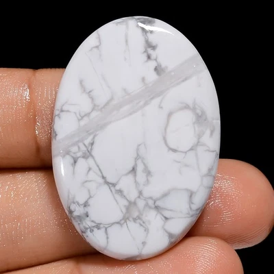 Piedra preciosa suelta cabujón forma ovalada howlita 100 % natural 47,5 quilates 36x25x5 mm A-2172 Foto 1 de 4