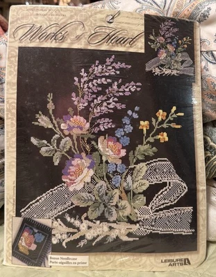 Kit de ponto cruz buquê floral obras de coração artes de lazer bordado bônus mar - Imagem 1 de 4