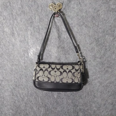 VTG Y2K Coach Signature Mini Demi Bag Purse C Monogram Canvas Leather Black Gray - Image 1 of 4