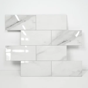 Luxury 5-Sheet Peel and Stick Backsplash,Self Adhesive Faux Stone 12”x12” Whi... - Picture 1 of 9