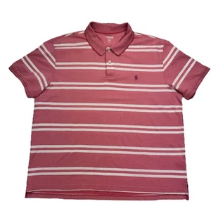 IZOD Mens Polo Shirt Size XXL Pink Striped Short Sleeve - Picture 1 of 8