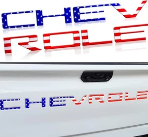US Flag Raised Decal Fit for 2019-2026 Silverado Tailgate Insert Letter Emblem - Picture 1 of 6