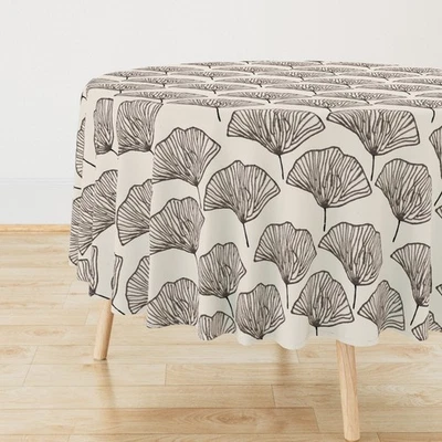 Japandi Farmhouse Art Deco Abstract Printed Round Table Cover, Round Table Cloth - Image 1 of 4