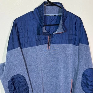 ORVIS Men's Blue Quilted Pullover Fleece Medium Sweatshirt Comfy Warm - Picture 1 of 8