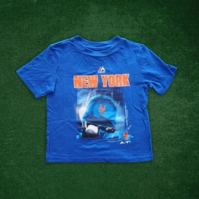 New York Mets Majestic Athletic MLB "Kinetic Helmet" Toddler Blue T-Shirt - Image 1 of 3