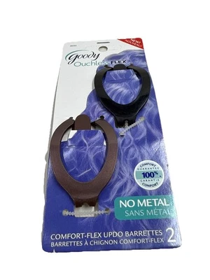 NEW Goody Ouchless Comfort Flex Updo Barrettes 2-pack Black Brown No metal NOS - Image 1 of 4