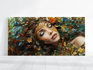 Woman Painting, Fantasy Art, Mermaid Flower Poster, Colorful Goddess Canvas - Picture 1 of 10