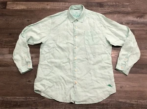 Tommy Bahama Relax Linen Long Sleeve Button Down Shirt Light Green Large Mens - Picture 1 of 7