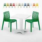 Weiß Quadratisch Tisch und 2 Stühle Farbiges Polypropylen-Innenmastenset Grand S